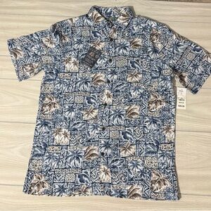 Blue and Brown Patterned Men's Shirt